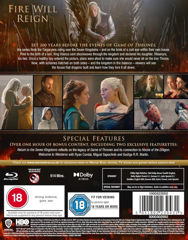 House of the Dragon: Season 1 [Blu-Ray] [2022] [Region Free]